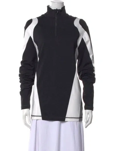 Pre-owned Bogner Colorblock Pattern Mock Neck Top W/ Tags In Black