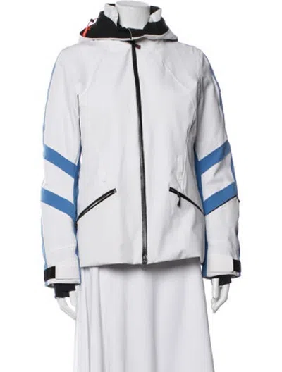 Pre-owned Bogner Colorblock Pattern Performance Coat In White
