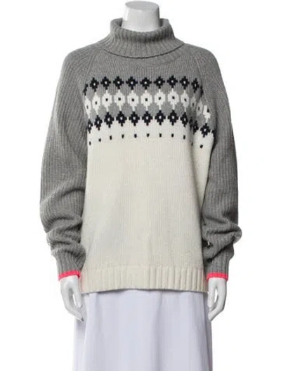 Pre-owned Bogner Colorblock Pattern Turtleneck Sweater In Gray