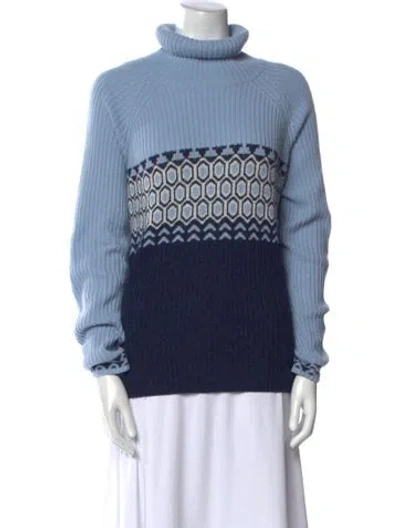 Pre-owned Bogner Colorblock Pattern Turtleneck Sweatshirt In Blue