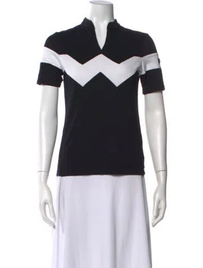 Pre-owned Bogner Colorblock Pattern V-neck Top In Black