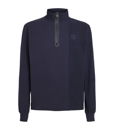 Bogner Cotton-blend Connor Quarter-zip Sweatshirt In Blue