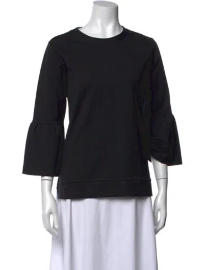 Pre-owned Bogner Crew Neck Three-quarter Sleeve Top In Black