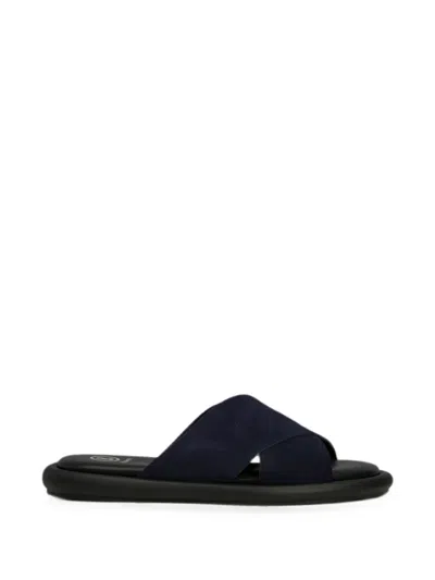 Bogner Crossover-strap Logo-embossed Slides In Black