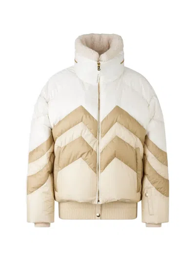 Bogner Detachable Collar Chevron Puffer Jacket In Multi
