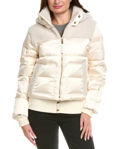 Bogner Dia Hooded Shearling-trimmed Quilted Down Ski Jacket In Neutral