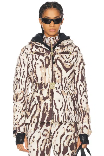 Bogner Ellya Leopard-print Belted Ski Jacket In Brown