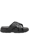 Bogner Embossed-crossover Flat Sandals In Black