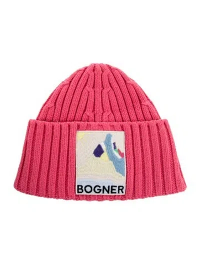 Pre-owned Bogner Embroidered Patch Beanie In Pink