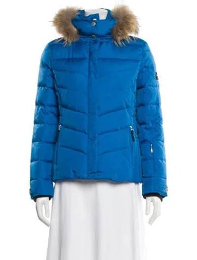 Pre-owned Bogner Faux Fur Coat In Blue