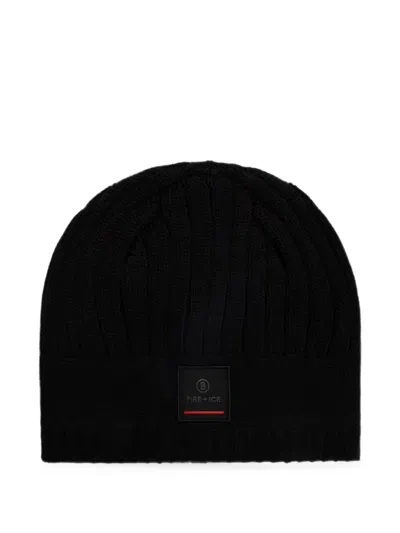 Bogner Fire+ice Eastan Logo-patch Beanie Hat In Black