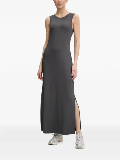 Bogner Fire+ice Eleen Ribbed Side-slit Slim-fit Maxi Dress In Gray