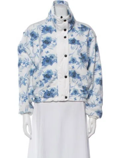 Pre-owned Bogner Fire + Ice X Loveshackfancy Floral Print Bomber Jacket In Blue
