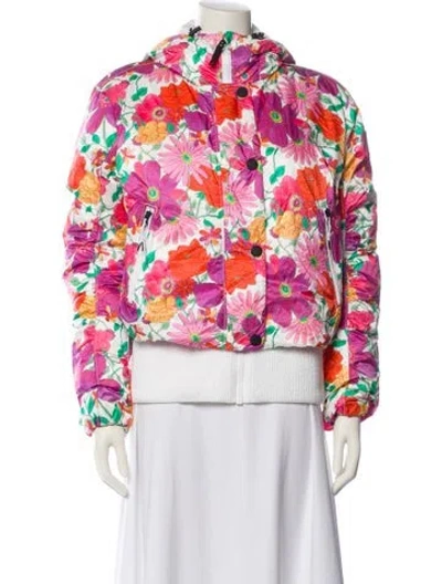 Pre-owned Bogner Fire + Ice X Loveshackfancy Floral Print Bomber Jacket In White