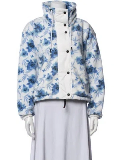 Pre-owned Bogner Fire + Ice X Loveshackfancy Floral Print Down Jacket In Blue/white