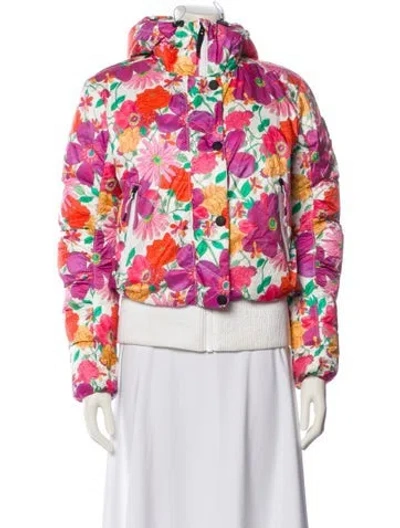 Pre-owned Bogner Fire + Ice X Loveshackfancy Floral Print Faux Fur Jacket In Pink