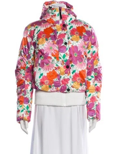 Pre-owned Bogner Floral Print Biker Jacket In Pink