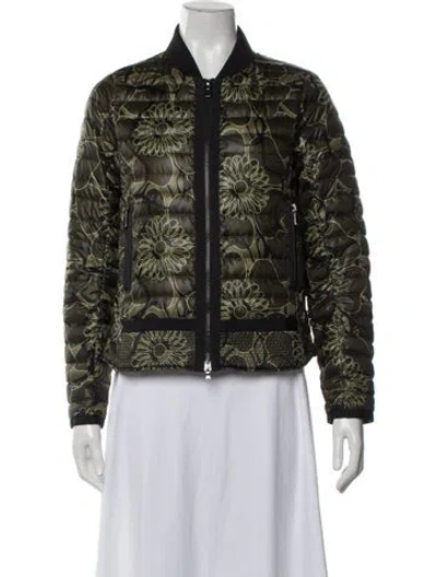 Pre-owned Bogner Floral Print Bomber Jacket In Green