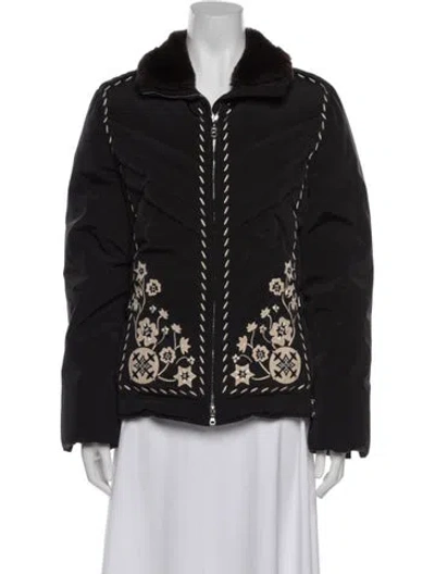 Pre-owned Bogner Floral Print Down Jacket In Black