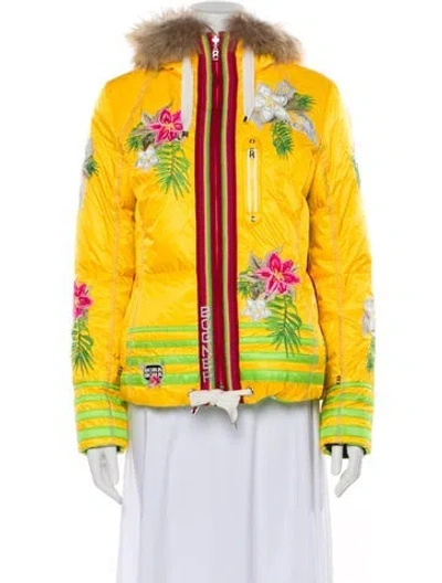 Pre-owned Bogner Floral Print Down Jacket In Yellow