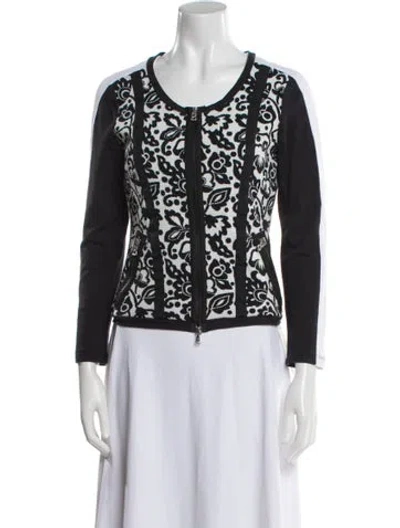 Pre-owned Bogner Floral Print Evening Jacket In Black