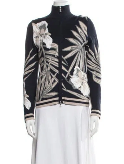 Pre-owned Bogner Floral Print Evening Jacket In Blue
