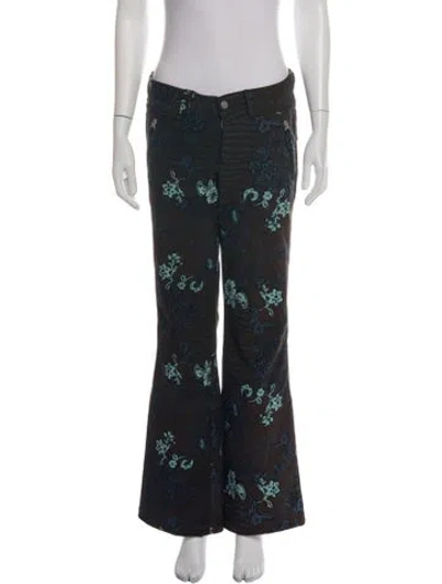 Pre-owned Bogner Floral Print Flared Pants In Black