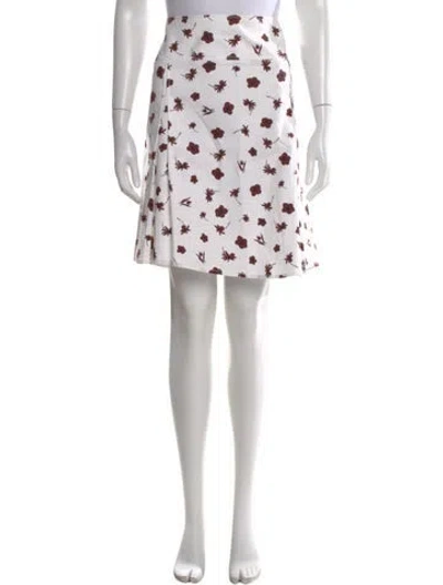 Pre-owned Bogner Floral Print Knee-length Skirt In White