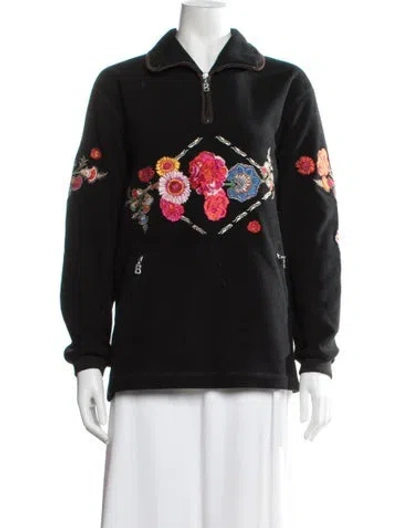 Pre-owned Bogner Floral Print Long Sleeve Sweatshirt In Black