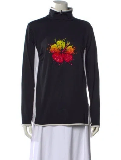 Pre-owned Bogner Floral Print Mock Neck Top In Multi