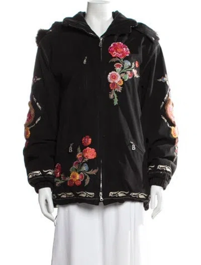 Pre-owned Bogner Floral Print Performance Coat In Black
