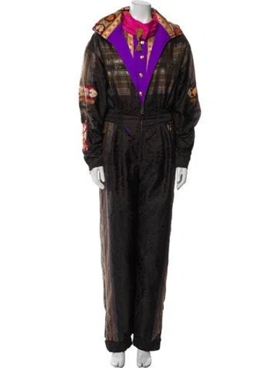 Pre-owned Bogner Floral Print Tassel Accents Pantsuit In Purple
