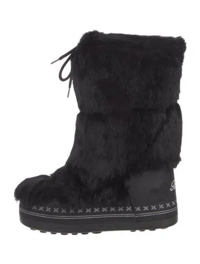 Pre-owned Bogner Fur Fur Trim Snow Boots In Black