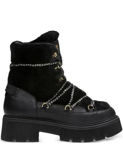 Bogner Fur Trim Lace-up Boots In Multi