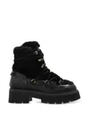 Bogner Fur-panelled Logo-patch Ankle Boots In Black