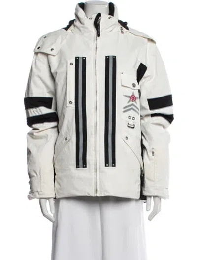 Pre-owned Bogner Graphic Print Coat In White