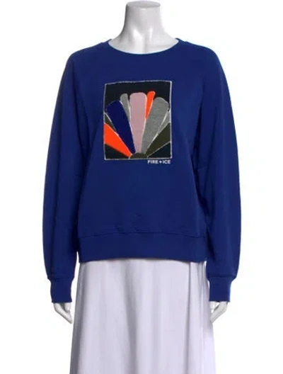 Pre-owned Bogner Graphic Print Crew Neck Sweatshirt W/ Tags In Blue
