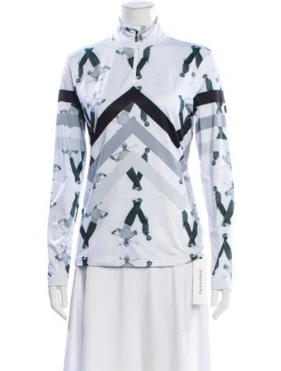 Pre-owned Bogner Graphic Print Crew Neck Top In White