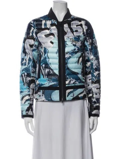 Pre-owned Bogner Graphic Print Down Jacket In Blue