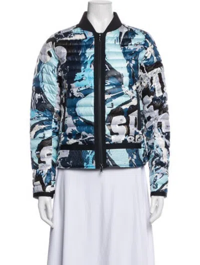 Pre-owned Bogner Graphic Print Down Jacket In Blue