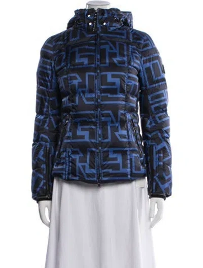 Pre-owned Bogner Graphic Print Down Jacket In Blue