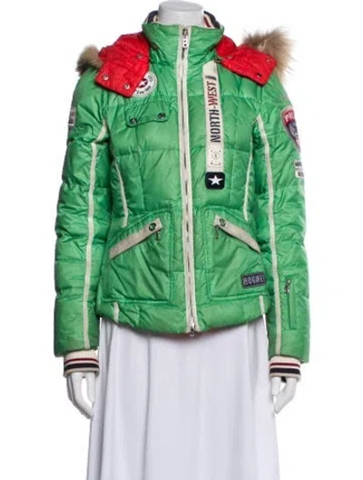 Pre-owned Bogner Graphic Print Down Jacket In Green