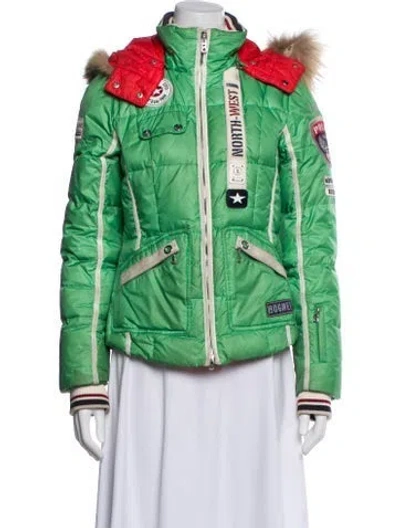 Pre-owned Bogner Graphic Print Down Jacket In Green