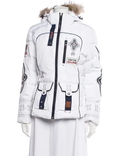 Pre-owned Bogner Graphic Print Down Jacket In White