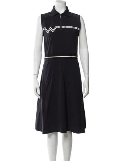 Pre-owned Bogner Graphic Print Midi Length Dress In Blue