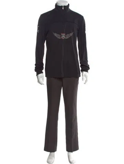 Pre-owned Bogner Graphic Print Mock Neck Polo Shirt In Blue