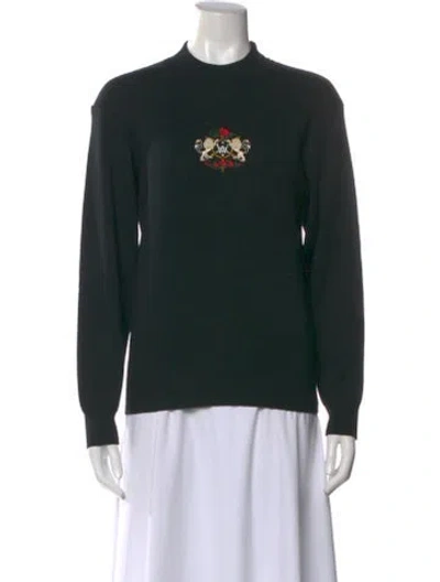 Pre-owned Bogner Graphic Print Mock Neck Sweater In Black