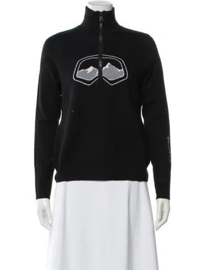 Pre-owned Bogner Graphic Print Mock Neck Sweater In Black