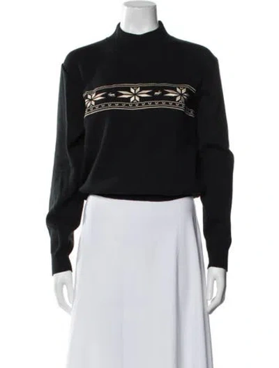 Pre-owned Bogner Graphic Print Mock Neck Sweater In Black