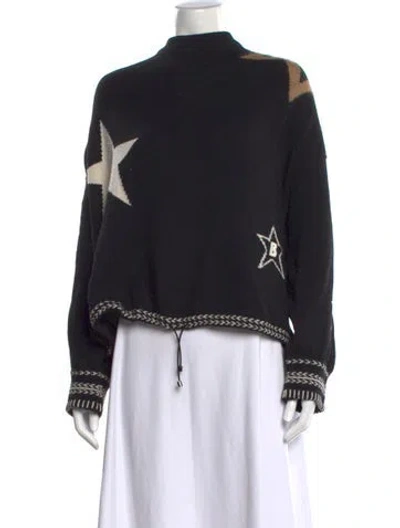 Pre-owned Bogner Graphic Print Mock Neck Sweater In Black